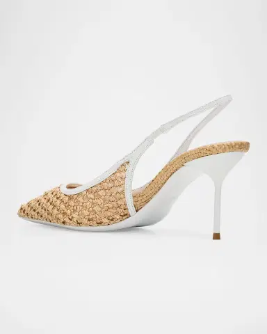 Paris Texas 70mm Lidia Woven Raffia Slingback Pumps | Thumbnail 3 Paris Texas 70mm Lidia Woven Raffia Slingback Pumps | Thumbnail 3