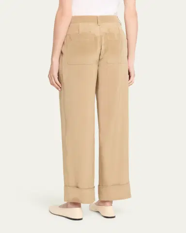 Lafayette 148 New York Cuffed Straight-Leg Silk Georgette Pants | Thumbnail 7 Lafayette 148 New York Cuffed Straight-Leg Silk Georgette Pants | Thumbnail 7