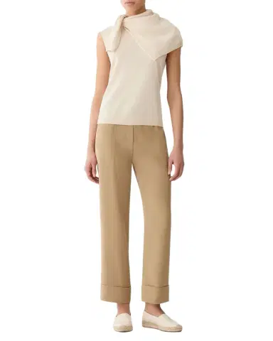 Lafayette 148 New York Cuffed Straight-Leg Silk Georgette Pants | Thumbnail 1 Lafayette 148 New York Cuffed Straight-Leg Silk Georgette Pants | Thumbnail 1
