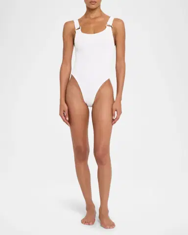 Burberry x Hunza G Domino Check Ring One-Piece Swimsuit | Thumbnail 2 Burberry x Hunza G Domino Check Ring One-Piece Swimsuit | Thumbnail 2