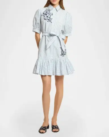 Cinq à Sept Zadie Pinstripe Floral Mini Dress | Thumbnail 2 Cinq à Sept Zadie Pinstripe Floral Mini Dress | Thumbnail 2