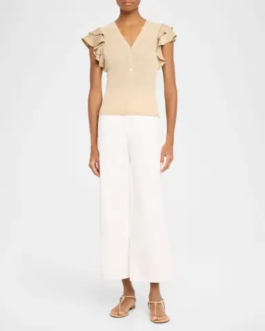 Veronica Beard Taylor Cropped High-Rise Wide Jeans | Thumbnail 2 Veronica Beard Taylor Cropped High-Rise Wide Jeans | Thumbnail 2