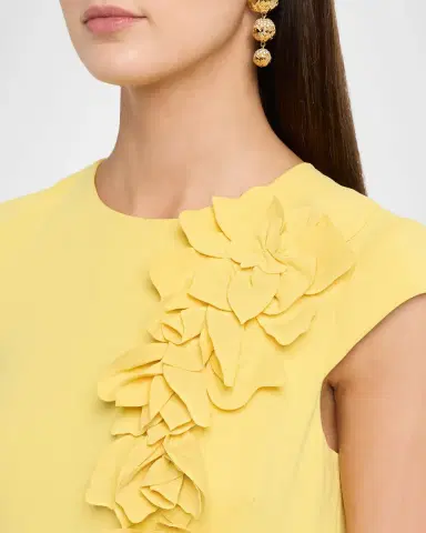 Badgley Mischka Floral Applique Stretch Crepe Midi Dress | Thumbnail 4 Badgley Mischka Floral Applique Stretch Crepe Midi Dress | Thumbnail 4