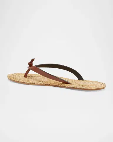 Saint Laurent Maine Raffia and Leather Thong Sandals | Thumbnail 4 Saint Laurent Maine Raffia and Leather Thong Sandals | Thumbnail 4