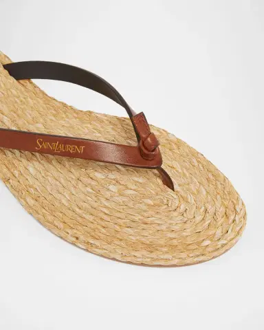 Saint Laurent Maine Raffia and Leather Thong Sandals | Thumbnail 5 Saint Laurent Maine Raffia and Leather Thong Sandals | Thumbnail 5