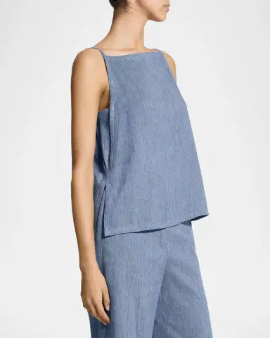 Theory Linen-Blend Denim Apron Top | Thumbnail 6 Theory Linen-Blend Denim Apron Top | Thumbnail 6