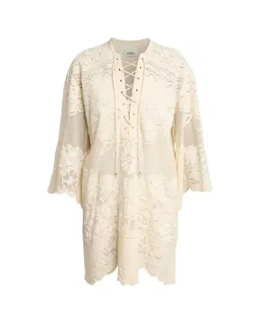 Isabel Marant Solara Floral Jacquard Lace-Up Mini Caftan Dress | Thumbnail 1 Isabel Marant Solara Floral Jacquard Lace-Up Mini Caftan Dress | Thumbnail 1