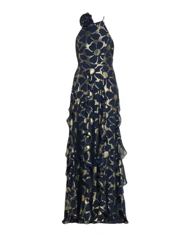 Ramy Brook Idella Ruffle-Trim Metallic Floral Halter Gown | Thumbnail 1 Ramy Brook Idella Ruffle-Trim Metallic Floral Halter Gown | Thumbnail 1
