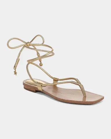 Veronica Beard Rosetta Metallic Leather Ankle-Wrap Flat Sandals | Thumbnail 4 Veronica Beard Rosetta Metallic Leather Ankle-Wrap Flat Sandals | Thumbnail 4