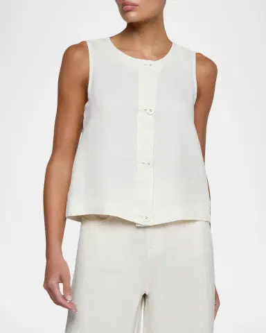 L'AGENCE Foster Sleeveless Linen Top | Thumbnail 4 L'AGENCE Foster Sleeveless Linen Top | Thumbnail 4