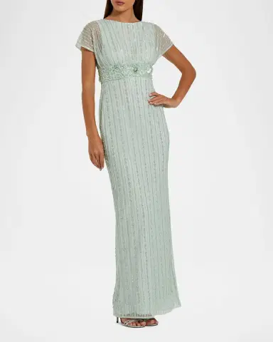 Mac Duggal Embellished Mesh Blouson Column Gown | Thumbnail 2 Mac Duggal Embellished Mesh Blouson Column Gown | Thumbnail 2