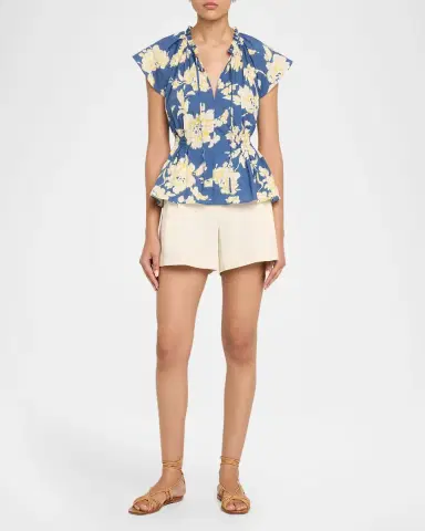 Tanya Taylor Ivana Smocked Floral Poplin Top | Thumbnail 2 Tanya Taylor Ivana Smocked Floral Poplin Top | Thumbnail 2