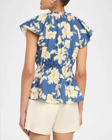 Tanya Taylor Ivana Smocked Floral Poplin Top | Thumbnail 3 Tanya Taylor Ivana Smocked Floral Poplin Top | Thumbnail 3