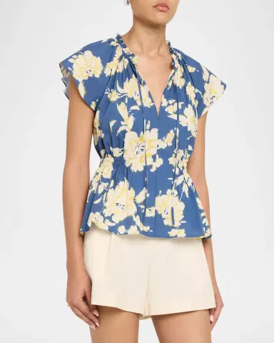 Tanya Taylor Ivana Smocked Floral Poplin Top | Thumbnail 4 Tanya Taylor Ivana Smocked Floral Poplin Top | Thumbnail 4