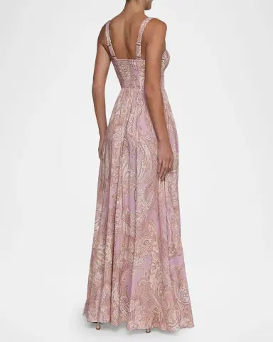 L'Agence Rosette Paisley-Print Sweetheart Maxi Dress | Thumbnail 3 L'Agence Rosette Paisley-Print Sweetheart Maxi Dress | Thumbnail 3