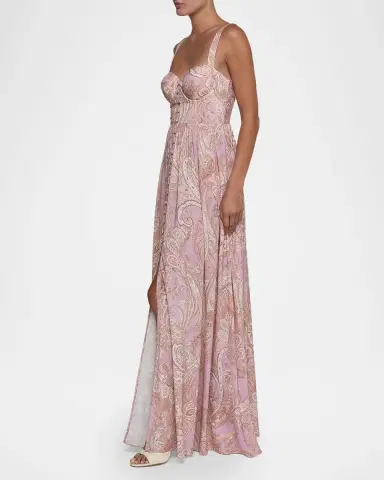 L'Agence Rosette Paisley-Print Sweetheart Maxi Dress | Thumbnail 4 L'Agence Rosette Paisley-Print Sweetheart Maxi Dress | Thumbnail 4
