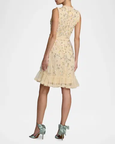 Mac Duggal Ruffle-Trim Floral Sequin Mesh Dress | Thumbnail 3 Mac Duggal Ruffle-Trim Floral Sequin Mesh Dress | Thumbnail 3
