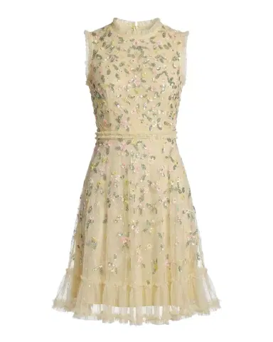 Mac Duggal Ruffle-Trim Floral Sequin Mesh Dress | Thumbnail 1 Mac Duggal Ruffle-Trim Floral Sequin Mesh Dress | Thumbnail 1