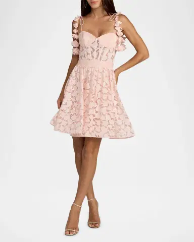 Mac Duggal Floral Lace Bustier Fit-&-Flare Mini Dress | Thumbnail 2 Mac Duggal Floral Lace Bustier Fit-&-Flare Mini Dress | Thumbnail 2