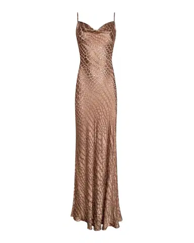 L'AGENCE Christine Cowl-Neck Burnout Satin Gown | Thumbnail 1 L'AGENCE Christine Cowl-Neck Burnout Satin Gown | Thumbnail 1