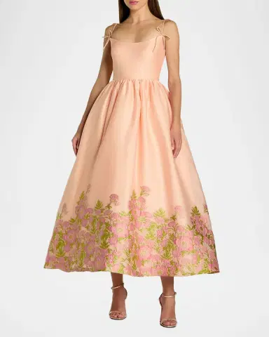 Mac Duggal Sleeveless Floral Organza Midi Dress | Thumbnail 2 Mac Duggal Sleeveless Floral Organza Midi Dress | Thumbnail 2