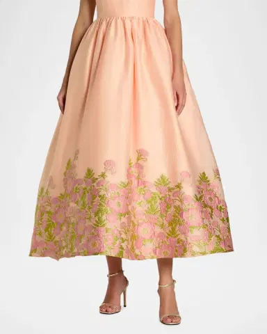 Mac Duggal Sleeveless Floral Organza Midi Dress | Thumbnail 4 Mac Duggal Sleeveless Floral Organza Midi Dress | Thumbnail 4