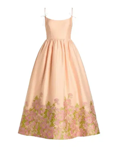 Mac Duggal Sleeveless Floral Organza Midi Dress | Thumbnail 1 Mac Duggal Sleeveless Floral Organza Midi Dress | Thumbnail 1