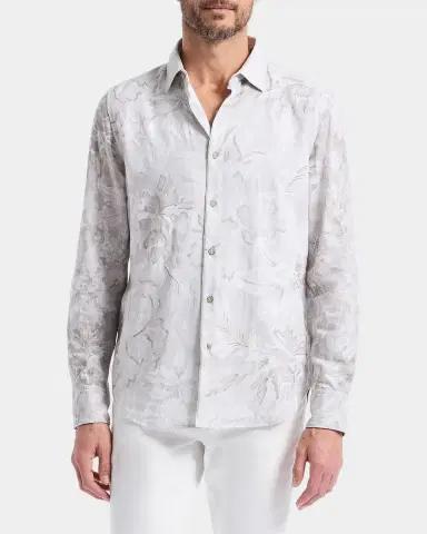 Robert Graham Men's Sand Cruiser Floral Jacquard Button-Down Shirt | Thumbnail 4 Robert Graham Men's Sand Cruiser Floral Jacquard Button-Down Shirt | Thumbnail 4