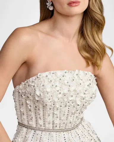 Mac Duggal Strapless Beaded Fit-&-Flare Midi Dress | Thumbnail 4 Mac Duggal Strapless Beaded Fit-&-Flare Midi Dress | Thumbnail 4