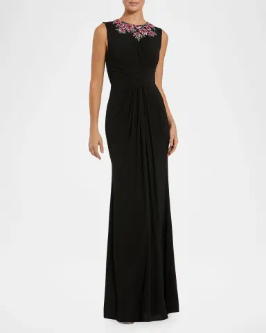 Mac Duggal Crystal-Embellished Jersey Column Gown | Thumbnail 2 Mac Duggal Crystal-Embellished Jersey Column Gown | Thumbnail 2