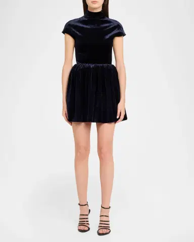 Alaïa Mock-Neck Velvet Fit-And-Flare Mini Dress | Thumbnail 2 Alaïa Mock-Neck Velvet Fit-And-Flare Mini Dress | Thumbnail 2