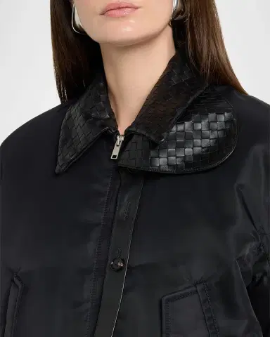 Bottega Veneta Intrecciato Collar Blouson Bomber Jacket | Thumbnail 5 Bottega Veneta Intrecciato Collar Blouson Bomber Jacket | Thumbnail 5