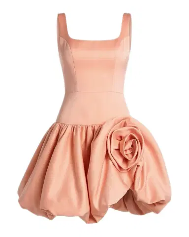 Mac Duggal Rosette Satin Bubble-Hem Mini Dress | Thumbnail 1 Mac Duggal Rosette Satin Bubble-Hem Mini Dress | Thumbnail 1