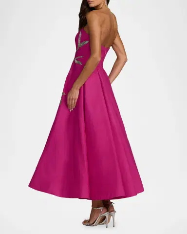 Mac Duggal Strapless Floral-Embellished A-Line Midi Dress | Thumbnail 2 Mac Duggal Strapless Floral-Embellished A-Line Midi Dress | Thumbnail 2