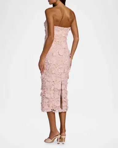 Mac Duggal Strapless Floral Lace Midi Sheath Dress | Thumbnail 2 Mac Duggal Strapless Floral Lace Midi Sheath Dress | Thumbnail 2