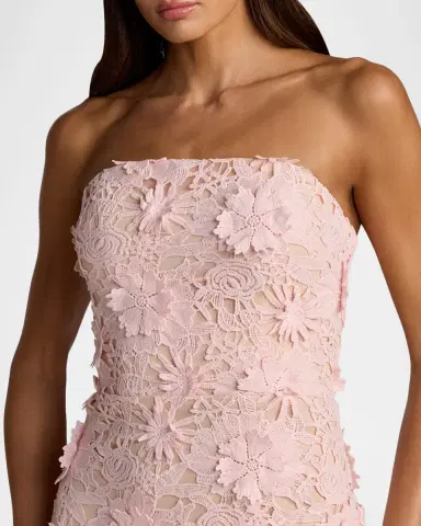 Mac Duggal Strapless Floral Lace Midi Sheath Dress | Thumbnail 3 Mac Duggal Strapless Floral Lace Midi Sheath Dress | Thumbnail 3