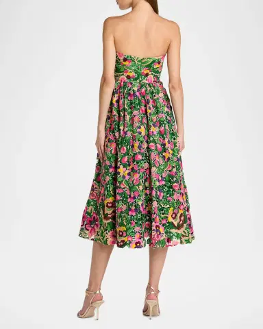 Mac Duggal Strapless Floral Lace Midi Dress | Thumbnail 3 Mac Duggal Strapless Floral Lace Midi Dress | Thumbnail 3