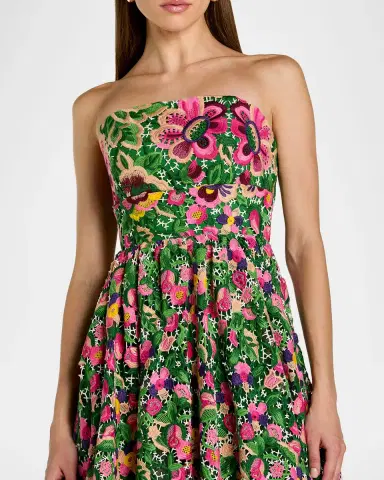 Mac Duggal Strapless Floral Lace Midi Dress | Thumbnail 4 Mac Duggal Strapless Floral Lace Midi Dress | Thumbnail 4