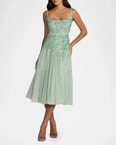 Mac Duggal Beaded Mesh Midi Dress | Thumbnail 2 Mac Duggal Beaded Mesh Midi Dress | Thumbnail 2