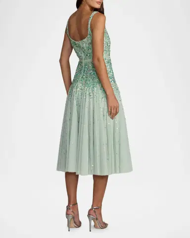 Mac Duggal Beaded Mesh Midi Dress | Thumbnail 3 Mac Duggal Beaded Mesh Midi Dress | Thumbnail 3