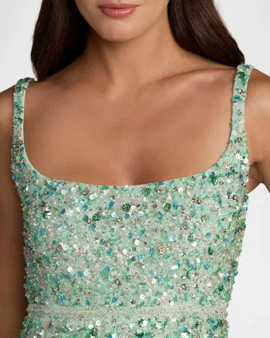 Mac Duggal Beaded Mesh Midi Dress | Thumbnail 4 Mac Duggal Beaded Mesh Midi Dress | Thumbnail 4
