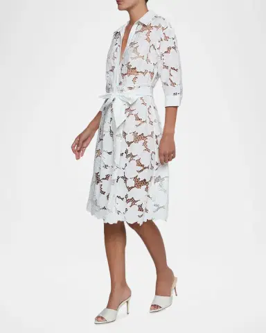 L'AGENCE May Eyelet Lace Midi Shirtdress | Thumbnail 4 L'AGENCE May Eyelet Lace Midi Shirtdress | Thumbnail 4