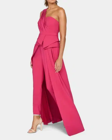 Kay Unger New York Everette One-Shoulder Walk-Thru Jumpsuit | Thumbnail 4 Kay Unger New York Everette One-Shoulder Walk-Thru Jumpsuit | Thumbnail 4