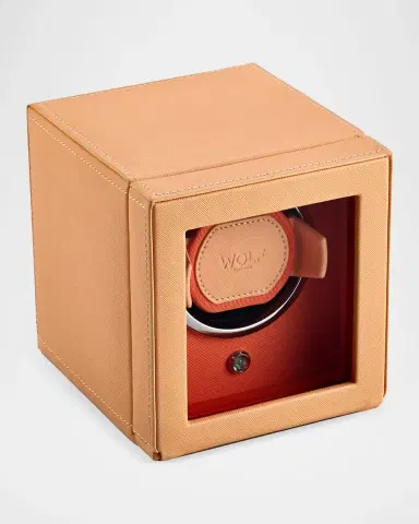 WOLF Cub Single Watch Winder with Cover, Seltzer Peach/Orange | Thumbnail 2 WOLF Cub Single Watch Winder with Cover, Seltzer Peach/Orange | Thumbnail 2