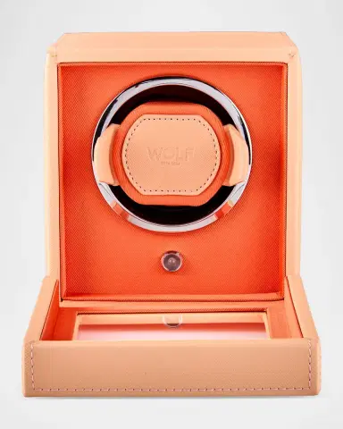 WOLF Cub Single Watch Winder with Cover, Seltzer Peach/Orange | Thumbnail 3 WOLF Cub Single Watch Winder with Cover, Seltzer Peach/Orange | Thumbnail 3