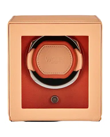 WOLF Cub Single Watch Winder with Cover, Seltzer Peach/Orange | Thumbnail 1 WOLF Cub Single Watch Winder with Cover, Seltzer Peach/Orange | Thumbnail 1
