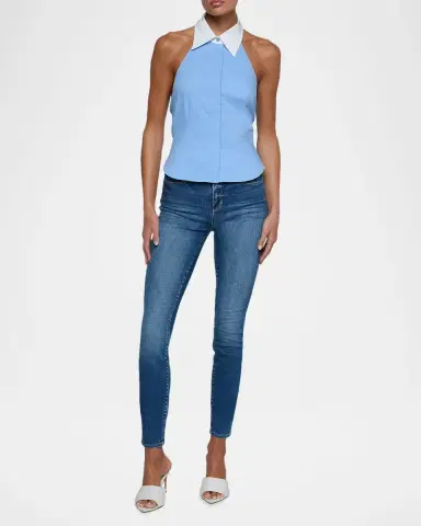 L'AGENCE Rina Cotton Poplin Collared Halter Top | Thumbnail 2 L'AGENCE Rina Cotton Poplin Collared Halter Top | Thumbnail 2