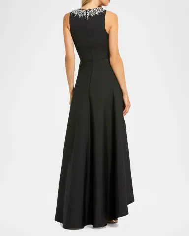 Mac Duggal Petite Jewel-Neck Sleeveless High-Low Gown | Thumbnail 3 Mac Duggal Petite Jewel-Neck Sleeveless High-Low Gown | Thumbnail 3