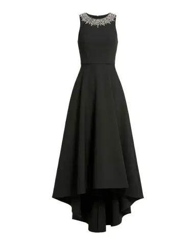 Mac Duggal Petite Jewel-Neck Sleeveless High-Low Gown | Thumbnail 1 Mac Duggal Petite Jewel-Neck Sleeveless High-Low Gown | Thumbnail 1