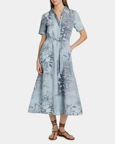 SIMKHAI Audria Floral Linen-Blend Belted Midi-Dress | Thumbnail 4 SIMKHAI Audria Floral Linen-Blend Belted Midi-Dress | Thumbnail 4